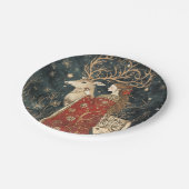 魅惑の冬：乙女とシカ ペーパープレート (アングル)