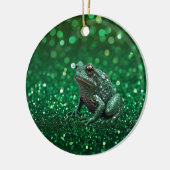 魅惑の出現:緑の輝くカエル セラミックオーナメント (左)
