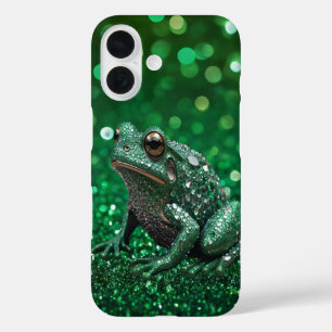 魅惑の出現:緑の輝くカエル iPhone 16ケース