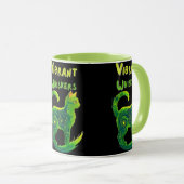 魅惑の前足:ライトグリーンとイエローキャットアート マグカップ (正面右)