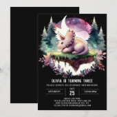 魅惑の印刷可能なトリケラトプス誕生日 招待状 (正面/裏面)