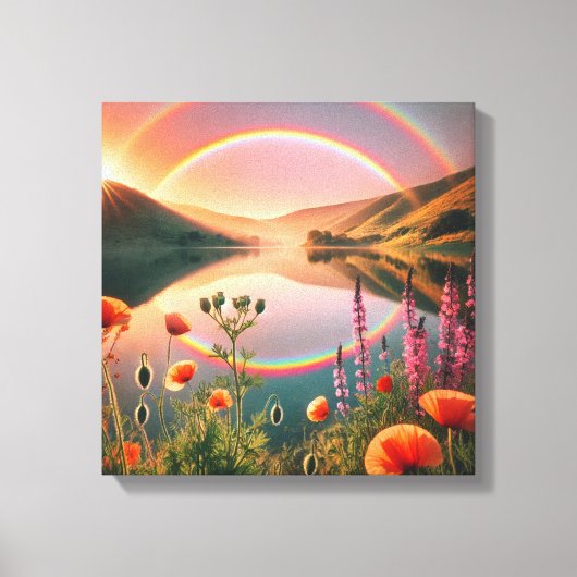 魅惑の反射：ダブルレインボーオアシス キャンバスプリント (正面)