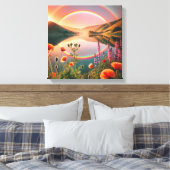 魅惑の反射：ダブルレインボーオアシス キャンバスプリント (インサイチュ (寝室))