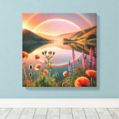 魅惑の反射：ダブルレインボーオアシス キャンバスプリント (インサイチュ (ウッドフロア))