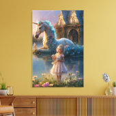 魅惑の反射:ユニコーンの聖域 キャンバスプリント (インサイチュ (リビング))