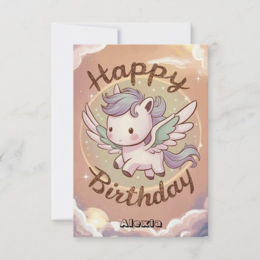 魅惑の可愛いユニコーン誕生日 カード (正面)