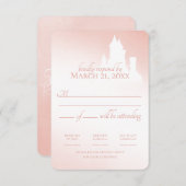 魅惑の城の赤面ピンクのおとぎ話の応答 出欠カード (正面/裏面)