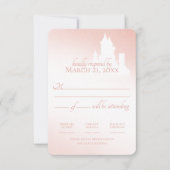 魅惑の城の赤面ピンクのおとぎ話の応答 出欠カード (正面)