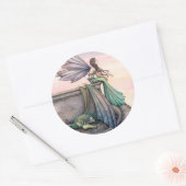 魅惑の夕暮れ妖精のドラゴンのシール ラウンドシール (封筒)