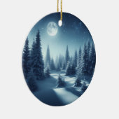 魅惑の夜の雪の森ステッカー セラミックオーナメント (右)