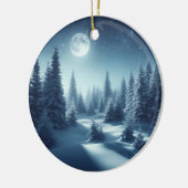 魅惑の夜の雪の森ステッカー セラミックオーナメント (左)