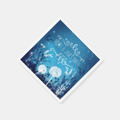 魅惑の夜空の星と葉の青結婚の スタンダードカクテルナプキン (角)