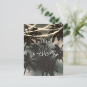 魅惑の夜空 パームツリー & ストリングライト インビテーションポストカード (スタンド正面)