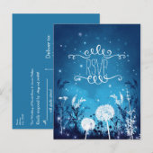 魅惑の夜空 星と葉 ブルー RSVP カード (正面/裏面)