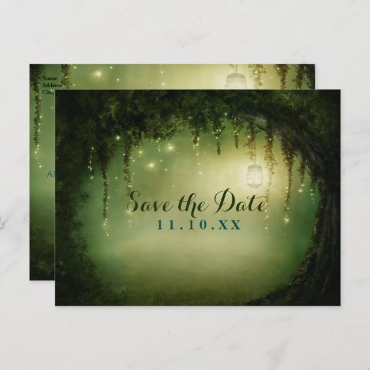 魅惑の夢の森素朴日付を保存 案内ポストカード (正面/裏面)