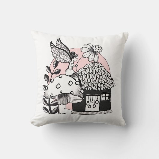 魅惑の妖精と妖精の家 クッション (正面)