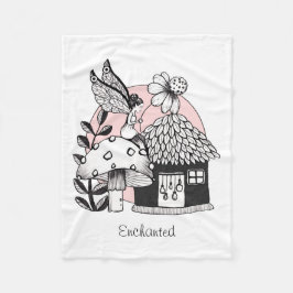 魅惑の妖精と妖精の家 フリースブランケット