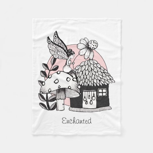 魅惑の妖精と妖精の家 フリースブランケット (正面)
