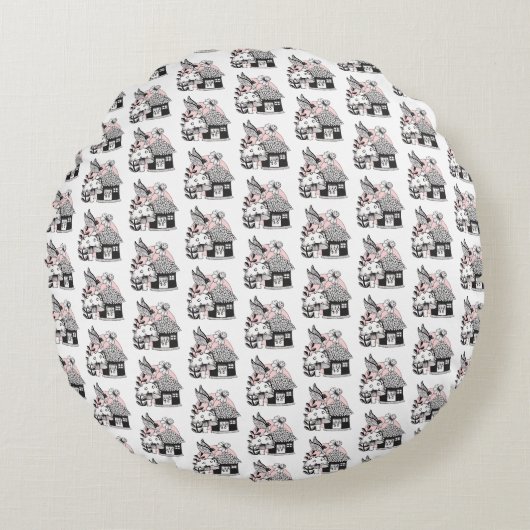 魅惑の妖精と妖精の家 ラウンドクッション (正面)