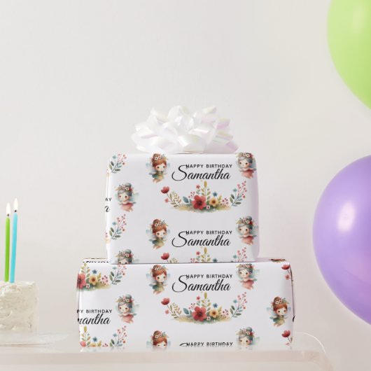 魅惑の妖精のガーデンガールバースデーパーティー ラッピングペーパー (パーティーギフト)