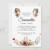 魅惑の妖精のガーデンガールバースデーパーティー 招待状 (正面)