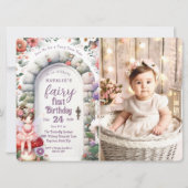 魅惑の妖精のドア妖精の最初の誕生日写真 招待状 (正面)