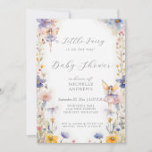 魅惑の妖精のワイルドフラワーピンクの女の子の赤ちゃんシャワー 招待状 (正面)