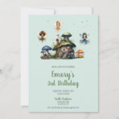 魅惑の妖精の三歳の誕生日キノコ 招待状 (正面)