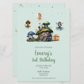 魅惑の妖精の三歳の誕生日キノコ 招待状