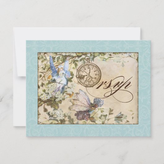 魅惑の妖精の国妖精フローラヴィンテージウェディング 出欠カード (正面)