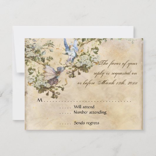 魅惑の妖精の国妖精フローラヴィンテージウェディング 出欠カード (裏面)