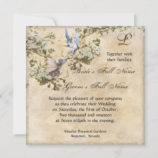 魅惑の妖精の国妖精フローラヴィンテージウェディング 招待状 (裏面)