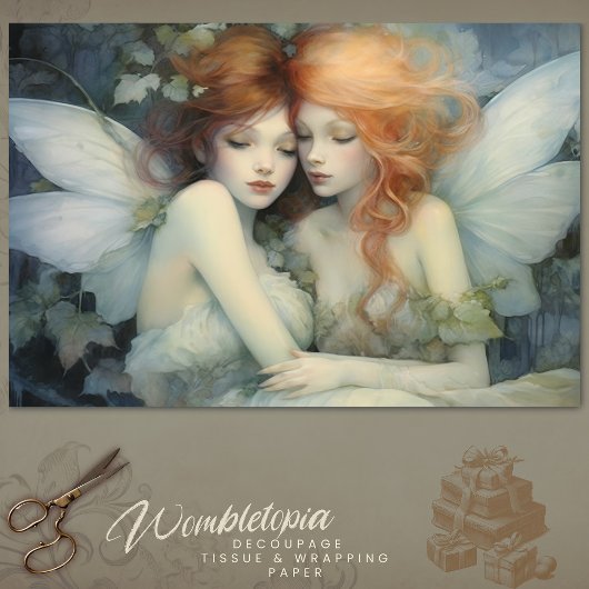 魅惑の妖精の姉妹パステルお洒落デクページ 薄葉紙