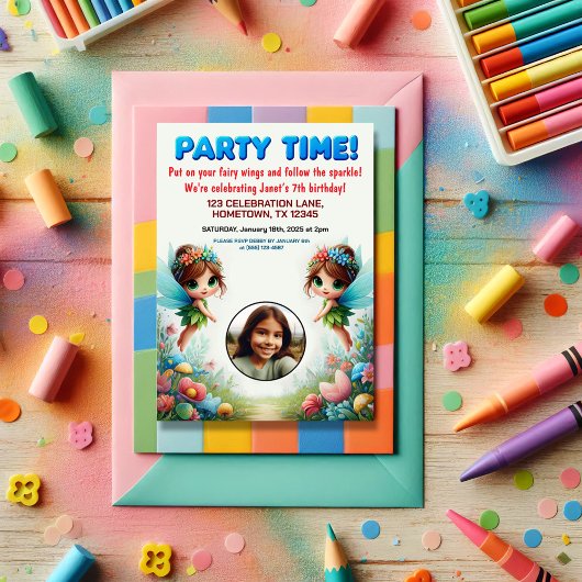 魅惑の妖精の庭の誕生日パーティーの招待 招待状