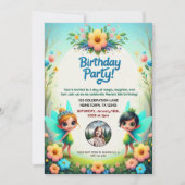 魅惑の妖精の庭の誕生日パーティーの招待 招待状 (正面)