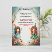 魅惑の妖精の森のバースデーパーティ招待状 招待状 (スタンド正面)