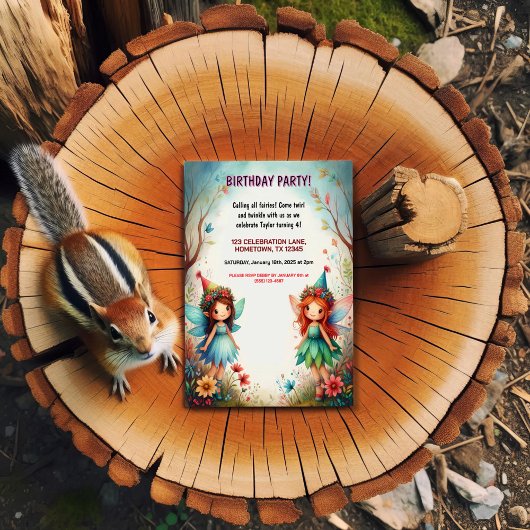 魅惑の妖精の森のバースデーパーティ招待状 招待状
