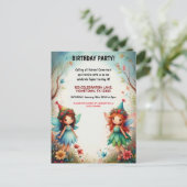 魅惑の妖精の森の誕生日パーティー招待状 ポストカード (スタンド正面)