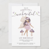 魅惑の妖精の水の色の最初の誕生日 招待状 (正面)