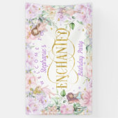 魅惑の妖精の花園の誕生日の背景 横断幕 (縦)