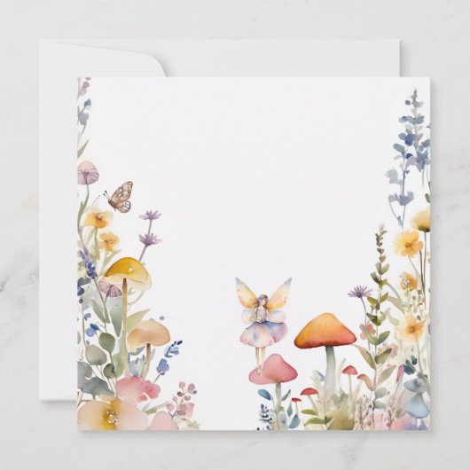 魅惑の妖精キノコフローラ女の子ベビーシャワー 招待状 (裏面)