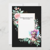 魅惑の妖精ピンクのローズフローラピクシー女の子 招待状 (裏面)