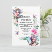 魅惑の妖精ピンクのローズフローラ金ゴールドピクシー 招待状 (スタンド正面)