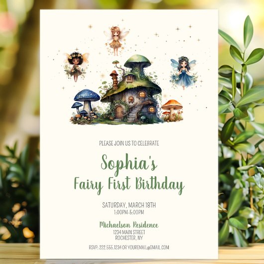 魅惑の妖精ファースト誕生日キノコ 招待状
