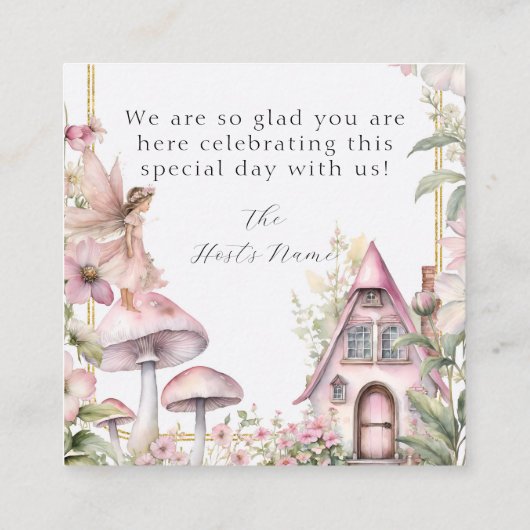 魅惑の妖精フローラウェルカムベビーガールギフトラベル スクエア名刺 (裏面)