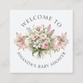 魅惑の妖精フローラウェルカムベビーガールギフトラベル スクエア名刺 (正面)