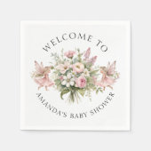 魅惑の妖精フローラウェルカムベビーガールシャワー スタンダードカクテルナプキン (正面)