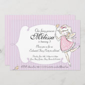 魅惑の妖精プリンセス誕生日パーティーの招待 招待状 (正面/裏面)