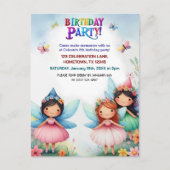 魅惑の妖精庭園誕生日パーティー招待状 ポストカード (正面)