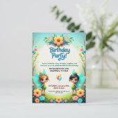 魅惑の妖精庭園 誕生日パーティー招待状 ポストカード (スタンド正面)